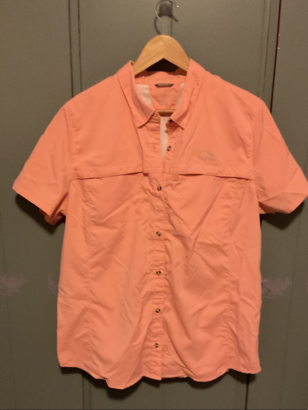 L.L. Bean Coral Short-Sleeve Button-Down Shirt